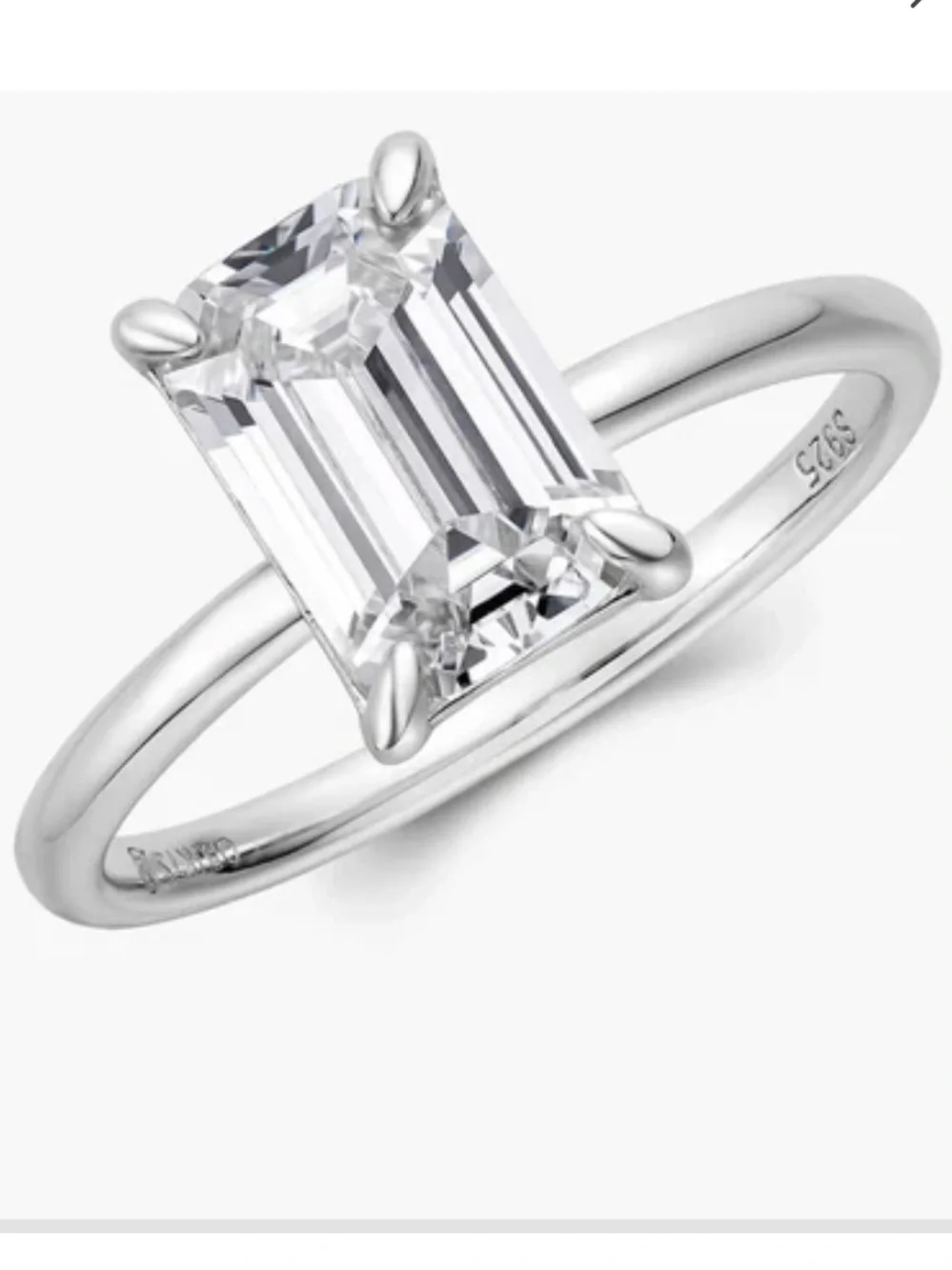 Emerald-Cut Solitaire CZ Ring in Silver